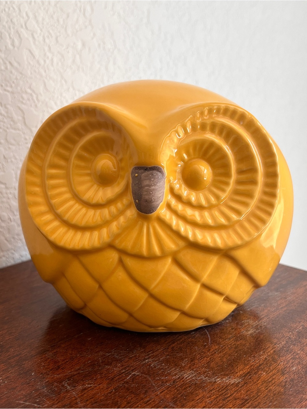 Mustard Yellow Ceramic Owl Figurine Decorative Accent Sagebrook Home Small MCM